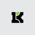 L and K initials or logo. LK monogram or logotype with green quarter of circle. KL - design element or icon