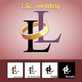 L and L Letter With Wedding Ring Logo. - Vector Royalty Free Stock Photo