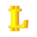 L letter bitcoin font. Cryptocurrency alphabet. Lettering virtual money. Vector illustration