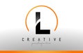 L Letter Logo Design with Black Orange Color. Cool Modern Icon T