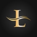 L Letter Logo with Golden Luxury Color and Monogram Design. L Letter Initial Luxurious Logo Template. L Logo Golden Concept