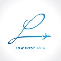 L letter travel low cost company logo Royalty Free Stock Photo