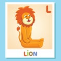 L is for Lion. Letter L. Lion, cute illustration. Animal alphabet.