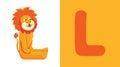 L is for Lion. Letter L. Lion, cute illustration. Animal alphabet.