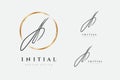 A Or L Logo. Initials Letter In Gold Circle. Initial Signature. Design Fashion Handwriting Monogram. Handwritten Identity Name. Ab