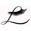 L logo monogram, closed eye with long lashes Royalty Free Stock Photo