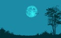 Moon Night landscape beautiful nightscape scenary vector background