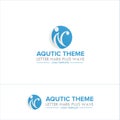 L and n letter mark plus wave-aquatic theme-Logo Template