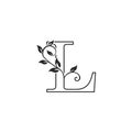 L Nature Floral initial letter logo icon. Monogram luxury floral leaves with letter logo icon for luxuries business identity