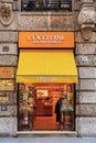 L Occitane store in Milan, international retailer of body, face, fragrances and home product