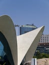 L`Oceanografic building with reflections in water surroundings Royalty Free Stock Photo