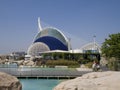 L`Oceanografic building with reflections in water surroundings Royalty Free Stock Photo