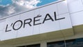 L`Oreal logo on the modern building facade. Editorial 3D rendering