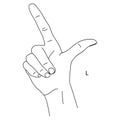 L is the twelfth letter of the alphabet in sign language. Gesture in the form of the letter l, the index finger shows up