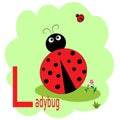 L word for ladybug animal alphabet illustration