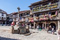 Plaza Mayor, Main Square, and stone cross in La Alberca, Spain