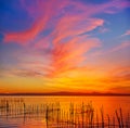 La Albufera lake sunset in El Saler of Valencia Royalty Free Stock Photo