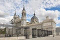 La Almudena cathedral. Madrid cityscape historical cultural heritage. Spain