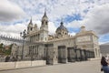 La Almudena cathedral. Madrid cityscape historical cultural heritage. Spain