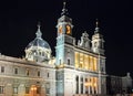 La Almudena (Madrid Cathedral) in center of Madrid at night, Spain Royalty Free Stock Photo