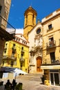 La Bisbal d'Emporda from Castilla. Imposing Romanesque construction, nearby church of Santa Maria de Bisbal. Royalty Free Stock Photo