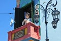 Caminito is a colorful area in La Boca in Buenos Aires. With colorfully sculture figure building at balcony whit h maradona Royalty Free Stock Photo