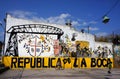 La Boca district Buenos Aires Argentina colorful graffiti wall children playing