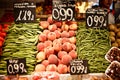 La Boqueria market with vegetables and fruits