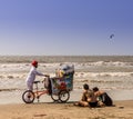 A typical view of la boquilla beach near Cartagena Colombia