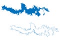 La Boquilla Lake (Mexico, United Mexican States) map vector illustration,