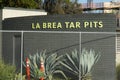 La Brea Tar Pits sign on a brick wall