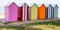 La Bree-les-Bains village bathing wooden colors houses on sand beach france Royalty Free Stock Photo