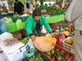 Giant pumpkin been sold at the farmers market at the small town of La Calera in Colombia Royalty Free Stock Photo