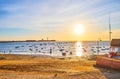 La Caleta beach on sunset, Cadiz, Spain Royalty Free Stock Photo