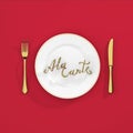 A la carte Quote Typographical Background with fork and knife 3D rendering 3D illustration