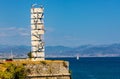 La Colonne a La Mer art installation Sea Column at Promenade Amiral de Grasse street in historic old town of Antibes in France