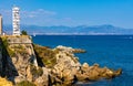 La Colonne a La Mer art installation Sea Column in historic old town of Antibes city in France