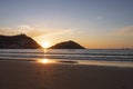 La Concha beach and bay at sunset in the city of Donostia-San Sebastian, Euskadi Royalty Free Stock Photo