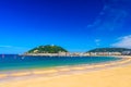 La Concha beach at San Sebastian Donostia, Spain. Best european beach in sunny Royalty Free Stock Photo