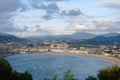 La Concha coastal street at sunset in San Sebastian, Donosti, Basque country Royalty Free Stock Photo