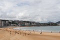 La Concha, San Sebastian, Spain: Crowded beach in summer Royalty Free Stock Photo