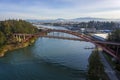 Rainbow Bridge and the City of La Conner, Washington. Royalty Free Stock Photo