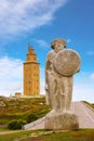 La Coruna Breogan statue at Hercules tower Galicia