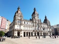 La coruna Spain downtown buildings highlights sunny Galicia region