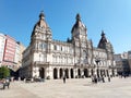 La coruna Spain downtown buildings highlights sunny Galicia region
