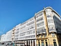 La coruna Spain downtown buildings highlights sunny Galicia region