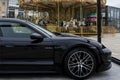 La Coruna, Spain - June 1, 2022: Showing a new car model Porsche, macan, 4s in black.