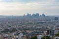 La defense business district in the haze aerial view in Paris Royalty Free Stock Photo