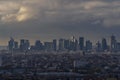 La Defense Business District Under Stormy Clouds With Sunlight on Towers Paris Royalty Free Stock Photo