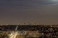 La Defense District With Suburbs Traffic at Night and Full Moon